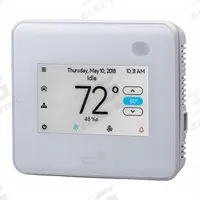 JOHNSON CONTROLS Low Voltage Thermostat: Heat and Cool, White, B1/B2/COS/R/Sensor, 7-Day (MPN TEC3322-14-000). Key specifications — Application: Heat and Cool; Housing Color: White; Programming Capability: 7-Day; Terminal Designations: B2; Humidification Control: Yes; Brand: JOHNSON CONTROLS; Control Type: Touch Screen; Fan Settings: Hi-Med-Low-Auto.