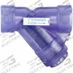 HAYWARD Y Strainer: 1/2 in, NPT, Mesh, 0.0313 in Screen Size, PVC, FPM, 3 in Ht, 3 3/8 in Lg (MPN YS10050T). Key specifications — Brand: HAYWARD; Seal Material: FPM; Manufacturer Part Number: YS10050T; Screen Material: PVC.