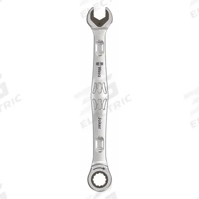WERA Combination Wrench: Alloy Steel, Nickel Chrome, 8 mm Head Size, 5 5/8 in Overall Lg - Metric Spline Ratcheting Combination Wrenches