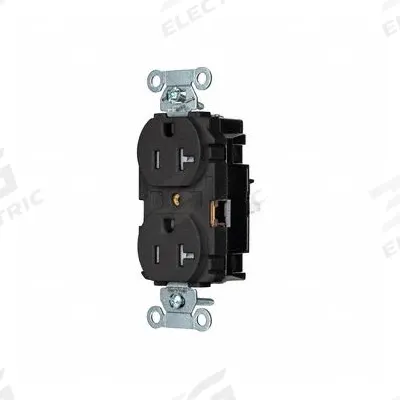 HUBBELL Receptacle: Duplex, 5-20, Black, 125V AC, 20 A, 2 Pole / 3 Wire (MPN BR20STBKTR) - General Purpose Receptacles