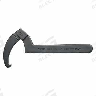 PROTO Spanner Wrench: 4 3/4 in, 9 3/4 in Overall Lg, 1/2 in Hook Thick - Adjustable-Hook Spanner Wrenches