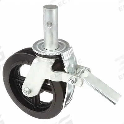 APPROVED VENDOR Stem Caster: Swivel, 8 in Wheel Dia., 2 in Wheel Wd, Rubber, 1 3/8 in Stem Dia. - Total-Locking Bolt-In Stem Casters with Round Stems for Scaffolding