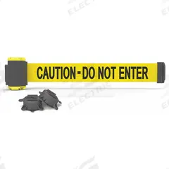 BANNER STAKES Magnetic Retractable Belt Barrier: Magnet, 7 ft Belt Lg, Caution Messaging, Yellow (MPN MH7003). Key specifications — attr981520: Black; attr981527: Black; attr193646: BANNER STAKES; attr981511: Yellow.