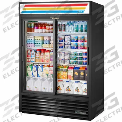 TRUE REFRIGERATION Refrigerated Merchandiser: 78 5/8 in x 54 1/4 in x 29 7/8 in, Black - Glass Door Refrigerator Merchandisers