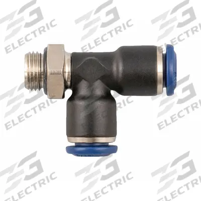 AIGNEP USA Push-Fit Tee Fitting: 5/16 in OD x 5/16 in Pipe x 5/16 in OD Size, Nylon - Nylon & Nickel-Plated Brass Tube Fittings