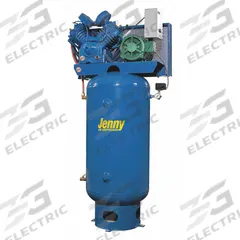 JENNY Electric Air Compressor: 7.5 hp, 2 Stage, Vertical, 80 gal, 27.2 cfm, 175 psi, 240V AC (MPN U75B-80V-230/1). Key specifications — attr48430: JENNY; attr48445: 60 Hz; attr48448: Magnetic Starter; attr48450: 240V AC; attr48474: Single; attr48487: Vertical.