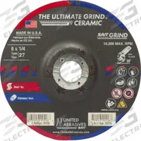 SAIT Abrasive Grinding Wheel: Type 27, 6" x 1/4" x 7/8", Ceramic, 24 Grit, Ultimate Grind Ceramic (MPN 20206). Key specifications — Series: Ultimate Grind Ceramic; Brand: UNITED ABRASIVES-SAIT.