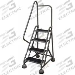 COTTERMAN Rolling Ladder: 3 ft Platform Ht, Partially Assembled, Steel, Wt-Actuated Auto-Lock (MPN ST-402 A2 C1 P5). Key specifications — Includes Handrails: Handrails Included; Material: Steel; Brand: COTTERMAN; Color: Gray.
