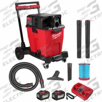 MILWAUKEE Shop Vacuum Kit: 12 gal Tank Size, Plastic, 2 1/2 in Vacuum Hose Dia, 9 ft Hose Lg, Std (MPN 0930-22HD). Key specifications — Debris Collection Type: Bagless; Packout: No; Remote Start: No.