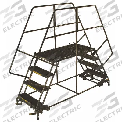 BALLYMORE Mobile Work Platform: 4.2 ft Platform Ht - Max, 24 in x 48 in, Steel - Manual-Lock Rolling Dual-Access Platforms