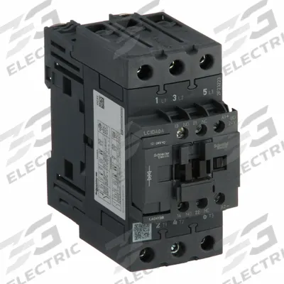 SCHNEIDER Magnetic Contactor: Non-Reversing, 3 Poles, 3NO Contacts, 40 A - Non-Reversing IEC Contactors
