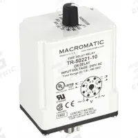 MACROMATIC Single Function Time Delay Relay: Socket Mounted, 240V AC, 10 A, 8 Pins/Terminals (MPN TR-50221-10). Key specifications — Brand: MACROMATIC.