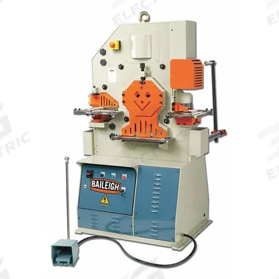 BAILEIGH INDUSTRIAL Ironworker: 230V AC /Single-Phase, 5 Stations, 62 Tonf Hydraulic Force - Hydraulic Ironworkers