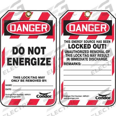 CONDOR Lockout Tag: Danger, Do Not Remove Tag, Plastic, Remarks, Write-On Surface - Safety