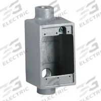 HUBBELL KILLARK Device Box: Iron, Rectangular, 1 Gangs, 3/4 in Hub Size, 18 cu in Capacity, Gray (MPN FSCA-2M). Key specifications — Color: Gray; Brand: HUBBELL KILLARK.