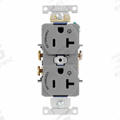 LEVITON Duplex Receptacle Outlet: Duplex, 5-20, Gray, 125V AC, 20 A - General Purpose Receptacles