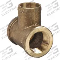 NIBCO Sweat Fitting Tee: 3/4 in Pipe x 3/4 in Pipe x 3/4 in CTS, FNPT x FNPT x Cup, Low Lead Bronze (MPN 710-3-LF 3/4)