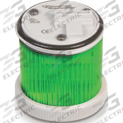 EDWARDS SIGNALING Tower Light Module: Flashing/Steady, 120V AC, Green, 48 mm Overall Dia - Multimode Light Modules