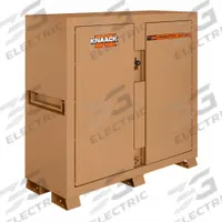 KNAACK Jobsite Cabinet: 60 in W x 24 in D x 60 in H, 47.5 cu ft, Recessed Padlock, Tan (MPN 109). Key specifications — attr1116233: Tan; attr1116253: KNAACK; attr1222022: Recessed Padlock - Lock not included.