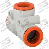 SMC Push-Fit Tee Fitting: 1/2 in OD x 1/2 in OD x 1/2 in OD Size, Polybutylene Terephthalate, White (MPN KQ2T13-00A). Key specifications — Brand: SMC.