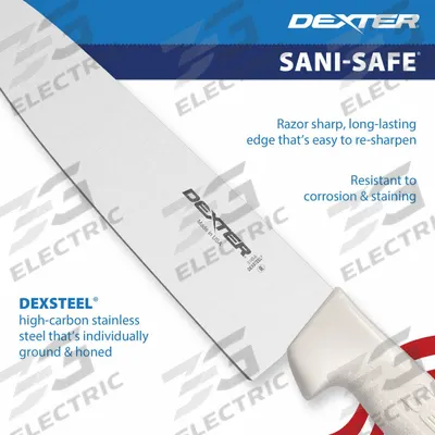 DEXTER RUSSELL Chef/Utility Knife: Curved, 15 in Overall Lg, Steel Blade, White Handle - Chef's Knives