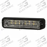 ECCO Warning Light: Perimeter Flashing Warning Light, Amber/Green, 1 3/16 in Overall Wd, LED (MPN ED3766AG). Key specifications — Operating Voltage: 12-24V DC; Number of Flash Patterns: 69; Includes: Multi Mount Hardware; Electrical Connection: Blunt Cut Wires; Mount Type: Bolt; Brand: ECCO; Shape: Rectangular.