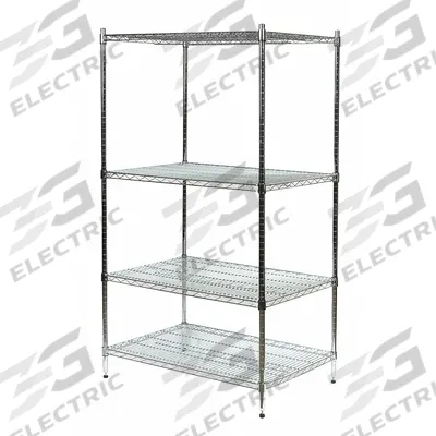APPROVED VENDOR Wire Shelving Unit: Starter, 60 in x 36 in, 85 in Overall Ht, 4 Shelves - Stationary Wire Shelving for Dry Use