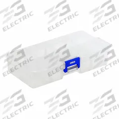 QUANTUM STORAGE SYSTEMS Compartment Storage Box: 5 1/2 in x 2 3/4 in x 1 1/4 in, Clear, Single Latch (MPN QB200). Key specifications — Color: Clear; Brand: QUANTUM STORAGE SYSTEMS; Material: Plastic.