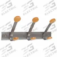 ALBA Garment Hook Rack: 3 Hooks, 10 1/2 in Overall Ht, 24 1/8 in Overall Wd, 4 3/4 in Overall Dp (MPN PMV3). Key specifications — Color: Silver; Finish: Powder Coated; Material: Steel.
