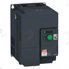 SCHNEIDER Variable Frequency Drive: In Phase Three, Out Phase Three, 10 hp, IP20, No Bypass, Compact (MPN ATV320U75M3C). Key specifications — Style: Compact; Color: Black/Blue/Gray; Output Phase: Three.