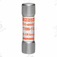 MERSEN Fuse: TRM Series, Midget, Time-Delay, 6.25 A, 250 V AC, 13/32 in x 1 1/2 in, Non-Indicating (MPN TRM6-1/4). Key specifications — Series: TRM; Brand: MERSEN.