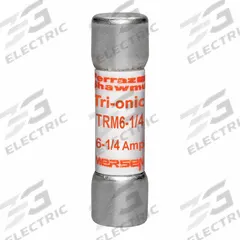 MERSEN Fuse: TRM Series, Midget, Time-Delay, 6.25 A, 250 V AC, 13/32 in x 1 1/2 in, Non-Indicating (MPN TRM6-1/4). Key specifications — Series: TRM; Brand: MERSEN.