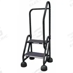 COTTERMAN Rolling Ladder: 1.5 ft Platform Ht, Partially Assembled, Steel, Wt-Actuated Auto-Lock (MPN ST-203 A2 C7 P5). Key specifications — Includes Handrails: Handrails Included; Material: Steel; Brand: COTTERMAN; Color: Black.