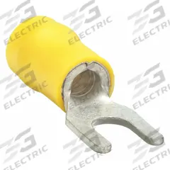 GRAINGER Fork Terminals: Yellow, Vinyl, 1/4 in Stud Size, 12 AWG – 10 AWG Wire Range, Std Fork (MPN 24C949). Key specifications — Barrel Style: Insulation Grip; Manufacturer Part Number: 24C949; Brand: GRAINGER.