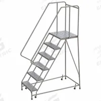 BALLYMORE Rolling Ladder: 5 ft Platform Ht, Assembled, Aluminum, Wt-Actuated, Perforated (MPN WLAR106246-D4). Key specifications — Includes Handrails: Handrails Included; Material: Aluminum; Brand: BALLYMORE; Color: Gray.