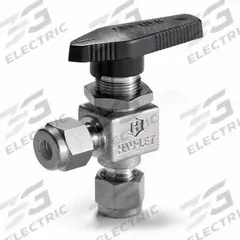 HAM-LET Manual Two-Way Ball Valve: 1/4 in, Stainless Steel, Angle, Compression x Compression, Lever (MPN H-800S-SS-L-1/4-A). Key specifications — Brand: HAM-LET; Handle: Lever.