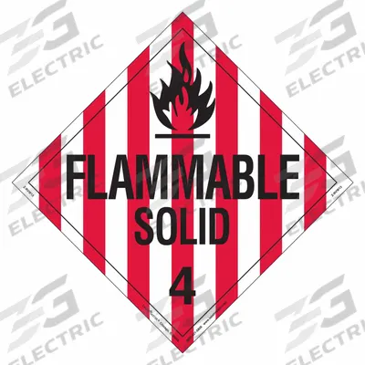 LABELMASTER Flammable Solid Placard: Flammable Solid, 10 3/4 in x 10 3/4 in, Vinyl - Class 4: Flammable Solids