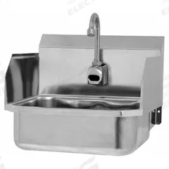 SANI-LAV Hand Sink: 1 Stations, 5 in Bowl Dp, 14 in Bowl Lg, 11 in Bowl Wd, Faucet Included, 18 ga (MPN ES2-607L). Key specifications — Includes Side Splash: Side Splash Included; Series: Stainless Steel Hand Wash Sink; Brand: SANI-LAV; Power Source: AC Powered.