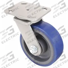 HAMILTON Plate Caster: Swivel, No Brake, Polyurethane, 4 in Wheel Dia, 2 in Wheel Wd, Slot, Ball (MPN S-WH-4SPB). Key specifications — Wheel Bearing Type: Ball; Wheel/Tread Color: Blue; Brand: HAMILTON; Caster Type: Swivel.