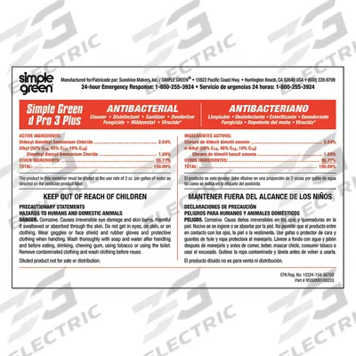 SIMPLE GREEN Secondary Bottle Label: 4 in Ht, 6 in Wd - Secondary Container Labels and Tags
