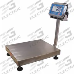 B-TEK WORLDWEIGH Industrial Bench Scale: 15 3/4 in x 19 3/4 in, IP66, Corded Remote, Stainless Steel (MPN C300). Key specifications — Connection Ports: RS-232; Readability: 0.05 lb; Brand: B-TEK; Weighing Surface Material: Stainless Steel.