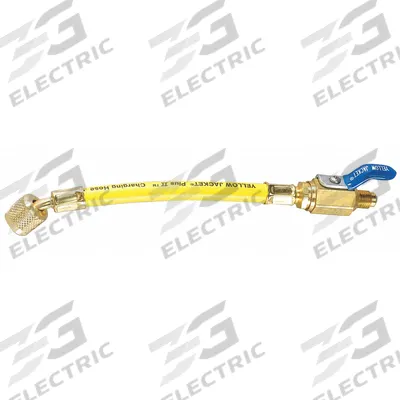 YELLOW JACKET Hose: 9 in Lg, 45° Angle, Yellow, Rubber, Single Hose - Charging Hoses