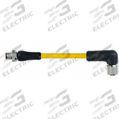 Cordset: M12 Male Straight X M12 Female Right Angle, 4 Pins, Yellow, TPE, 3 m Cable Lg (MPN 7700-P4151-U0C0300). Key specifications — Cable Jacket Color: Yellow; End 1 Gender: Male; End 1 Mounting Orientation: Straight; End 2 Gender: Female; End 2 Mounting Orientation: Right Angle; End 2 Connection Type: M12; IP Rating: IP66K; Brand: MURRELEKTRONIK.