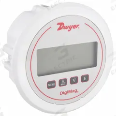 DWYER Digital Differential Pressure Gauge: DM-1000, 0.125 in Tubing, Center Back, 5 in Dial, 4X, 4X (MPN DM-1124). Key specifications — Case Material: Glass-Filled Plastic; Series: DM-1000; Pressure Measuring Units: mBar; Brand: DWYER; Process Connection Location: Center Back; Over-Pressure Limit: 100% Full Scale; Accuracy: ±1.00%; NEMA Enclosure Rating: 4X.