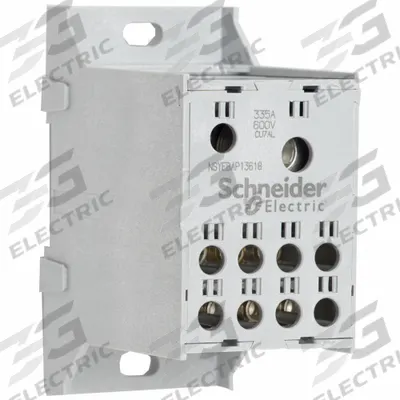 SCHNEIDER Power Distribution Block: Finger-Safe, Lug, Lug - Finger-Safe Blocks with Lugs