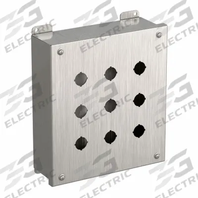 HAMMOND Push Button Enclosure: 22mm, 9 Holes, 304 Stainless Steel - Enclosures for 22mm Operators
