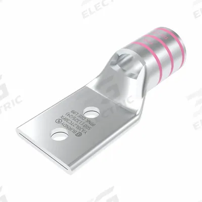 BURNDY Compression Lug: For 500 or 550 kcmil, Stranded Wire, 3/8 in Stud Size - Two-Hole Compression Lugs