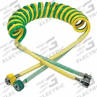MAXTEC Dual Coil Hose: Air/Oxygen, Dual Coil, Coiled, Green/Yellow, 1/4 in Dia (MPN R129P26). Key specifications — Compatible Machine: Blender; Hose Design: Coiled; Outlet Connection Type (Oxygen): DISS; Outlet Connection Gender (Oxygen): Male; Outlet Connection Gender (Air): Female; Manufacturer Part Number: R129P26; Color: Green; Compatible Gas Type: Oxygen.