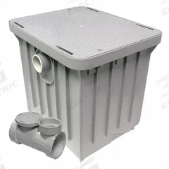 ENDURA Grease Interceptor: 14 lb Capacity, 7 gpm Flow Rate, 14 1/2 in Overall Wd, Gasketed, Gasket (MPN 3907A02). Key specifications — Material: Plastic; Includes: Flow Control; Brand: ENDURA.