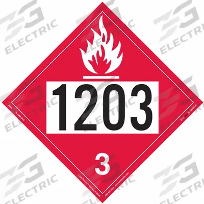 LABELMASTER Flammable Liquid Placard: 1203, 10 3/4 in x 10 3/4 in, 10 3/4 in Label Ht - Class 3: Flammable Liquids